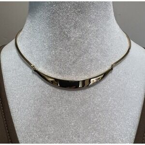 Fashion Jewelry Gold Toned Hinged Choker Necklace Adjustable 17 Inch